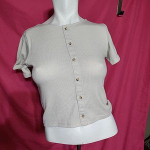 Sybilla - 90's Style Button Up Short Sleeve Crop Top